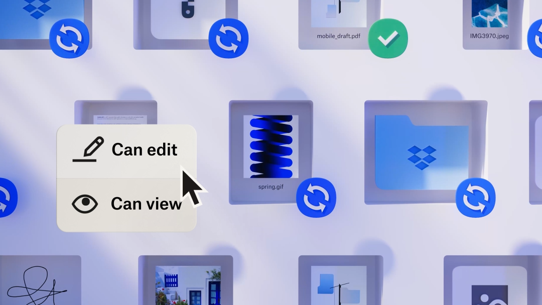 Preview of file sharing features between edit and view permissions.